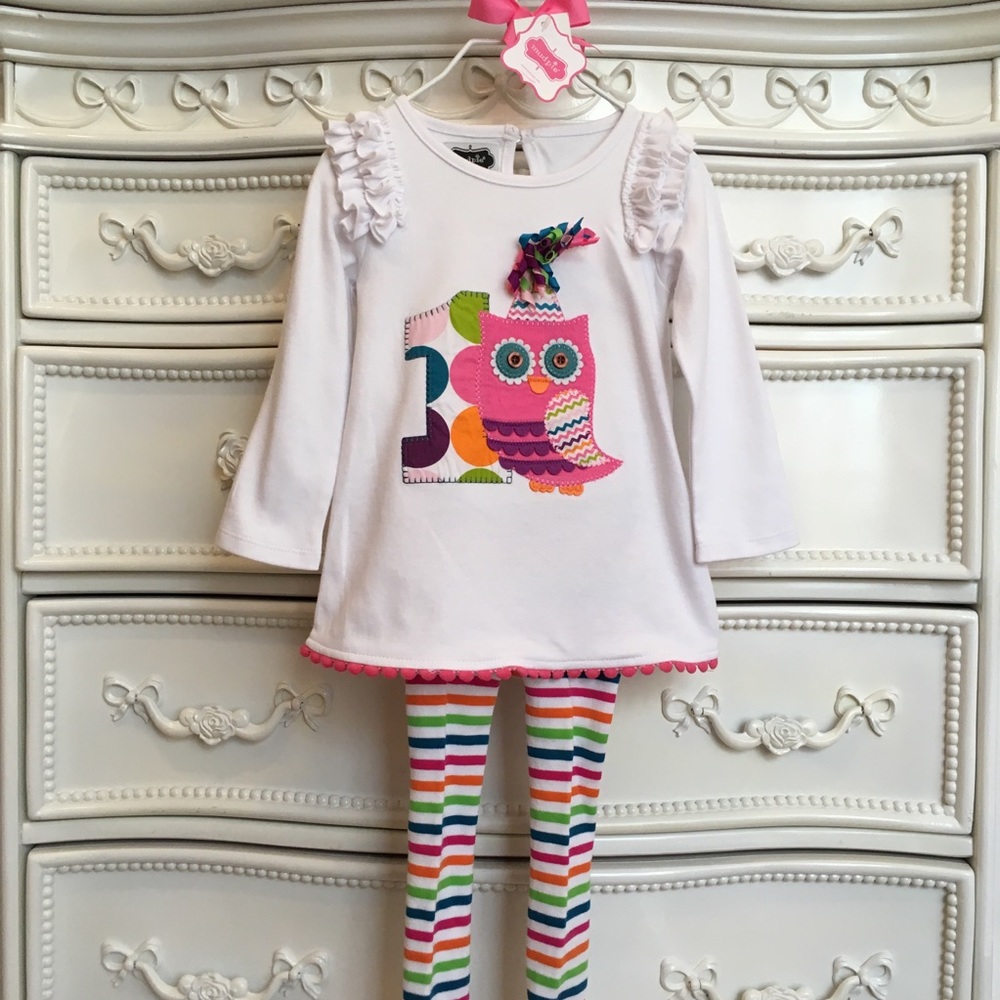 NWT 2pc MUD PIE birthday dress & leggings 12-18